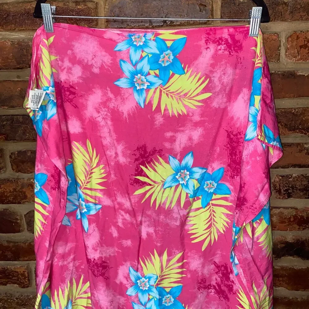 White Stag Pink Tropical Floral Oversized Summer Beach Shawl Scarf Women's